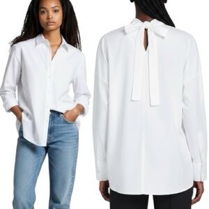 Valentino Women’s Cotton White Button Down Tie Back Long Sleeve Blouse Size 4